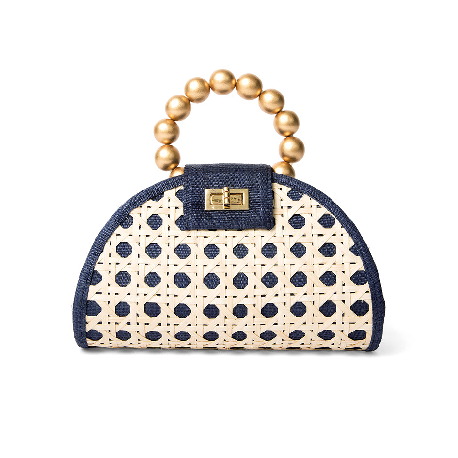 Navy and gold handbag hotsell
