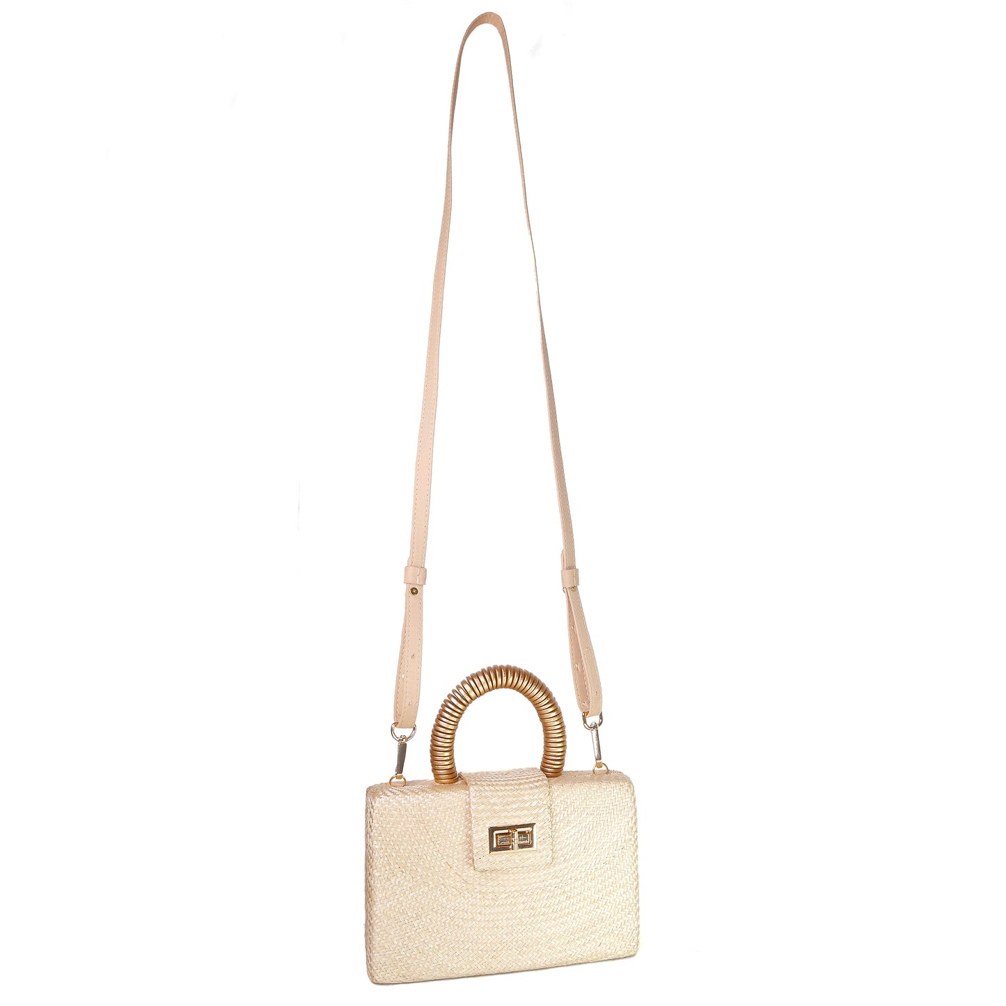 THE GRACIE Cream Woven Straw Clutch Bag