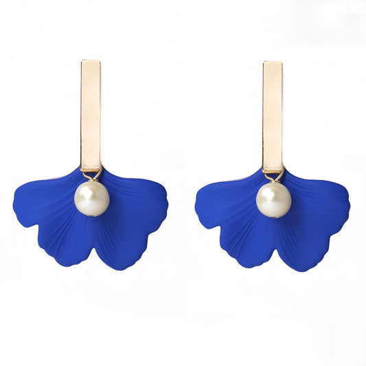THE DAPHNE Blue Ginkgo Leaf Statement Earrings