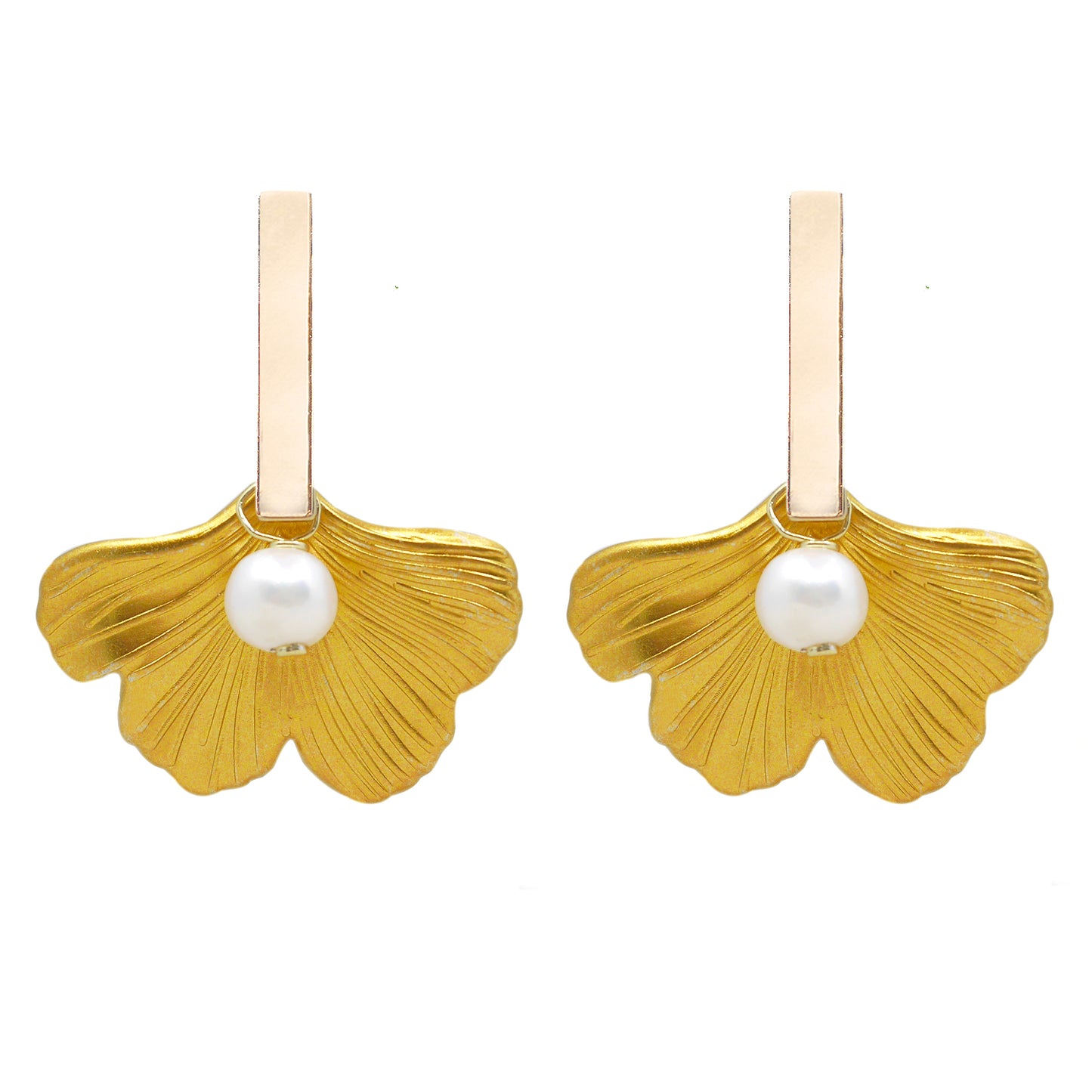 THE DAPHNE Gold Ginkgo Leaf Statement Earrings