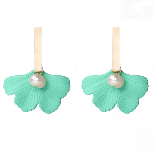 THE DAPHNE Turquoise Ginkgo Leaf Statement Earrings