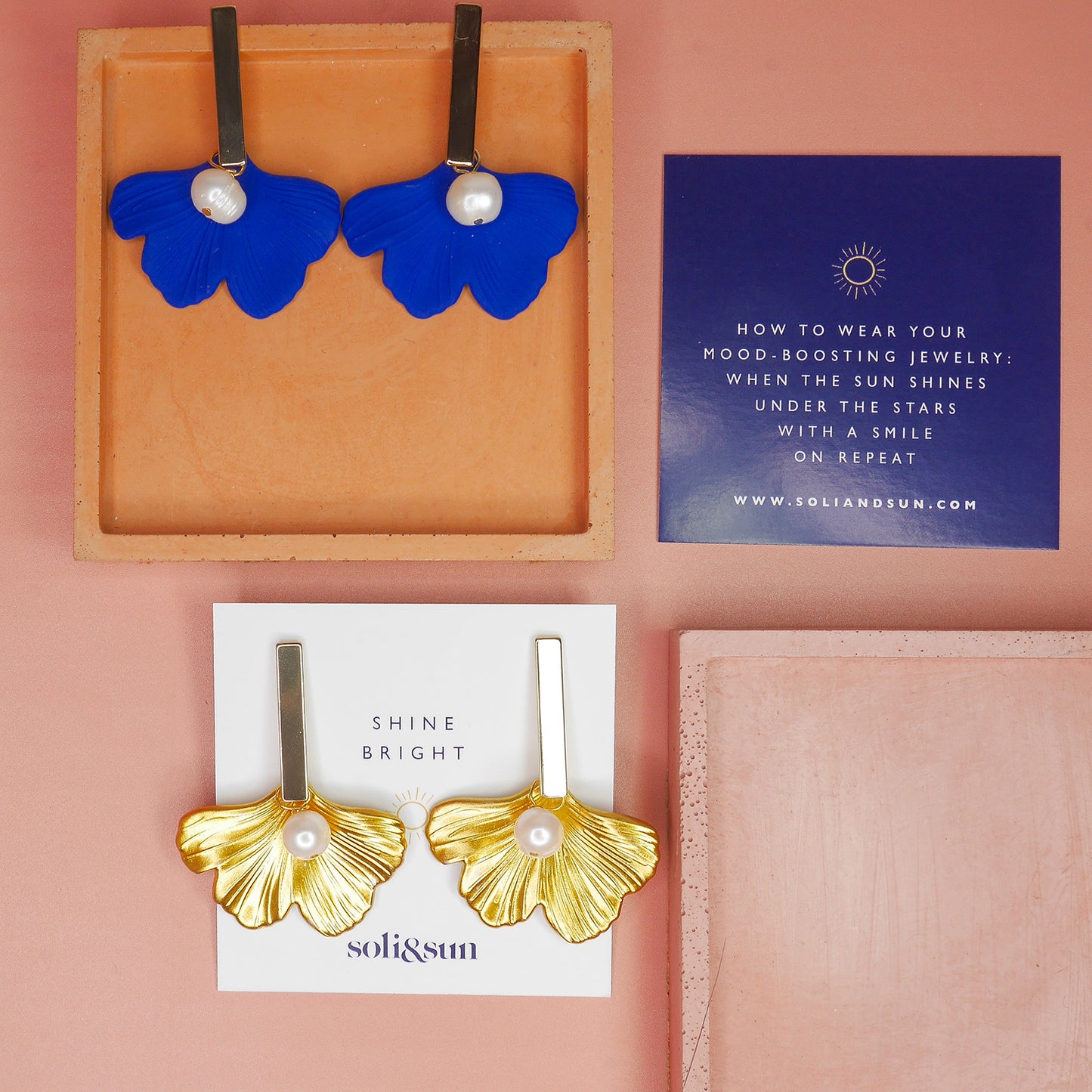 THE DAPHNE Blue Ginkgo Leaf Statement Earrings