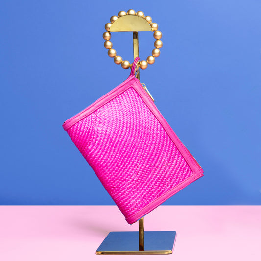 THE SADIE Pink Luxe Woven Wristlet Pouch