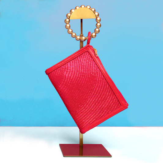 THE SADIE Red Luxe Woven Wristlet Pouch