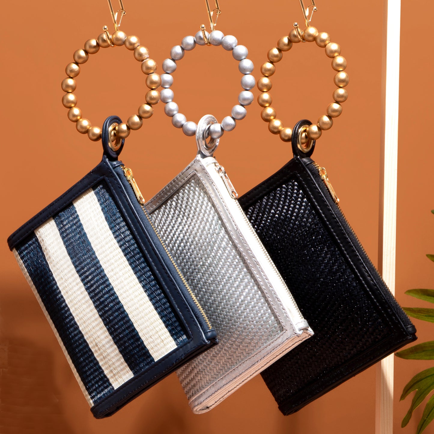 THE SADIE Black Luxe Woven Wristlet Pouch