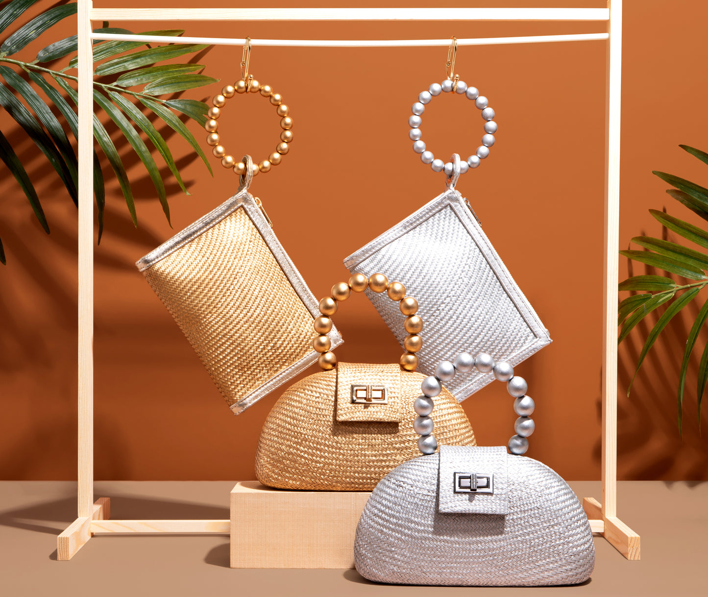 THE SADIE Silver Luxe Woven Wristlet Pouch
