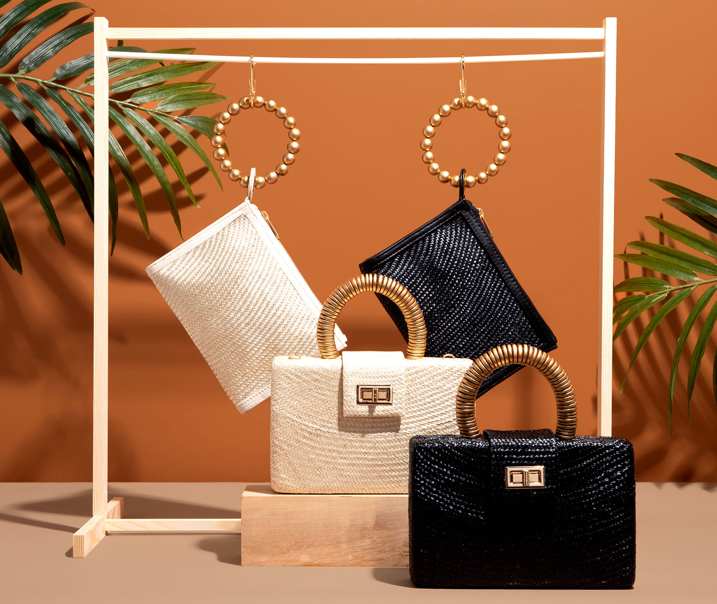 THE SADIE Black Luxe Woven Wristlet Pouch