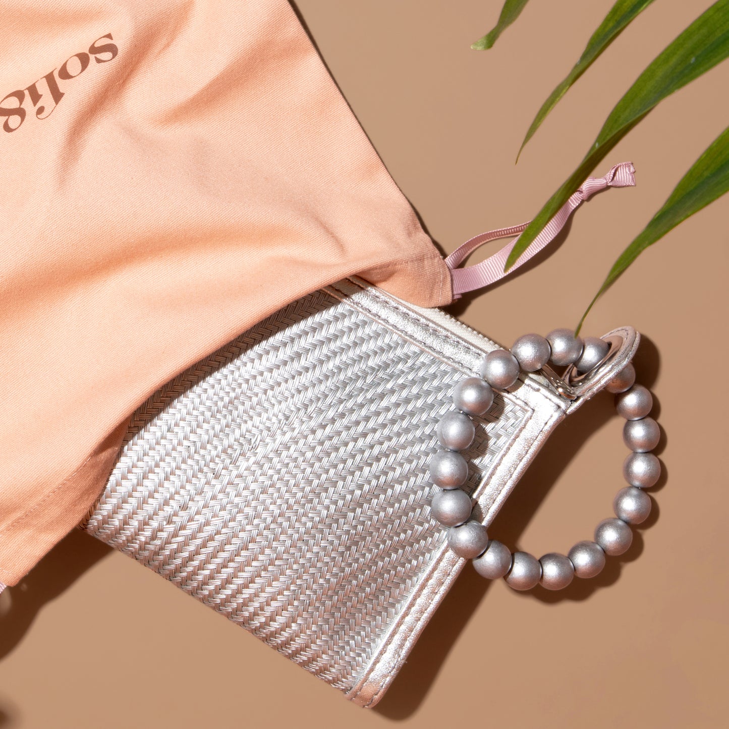 THE SADIE Silver Luxe Woven Wristlet Pouch