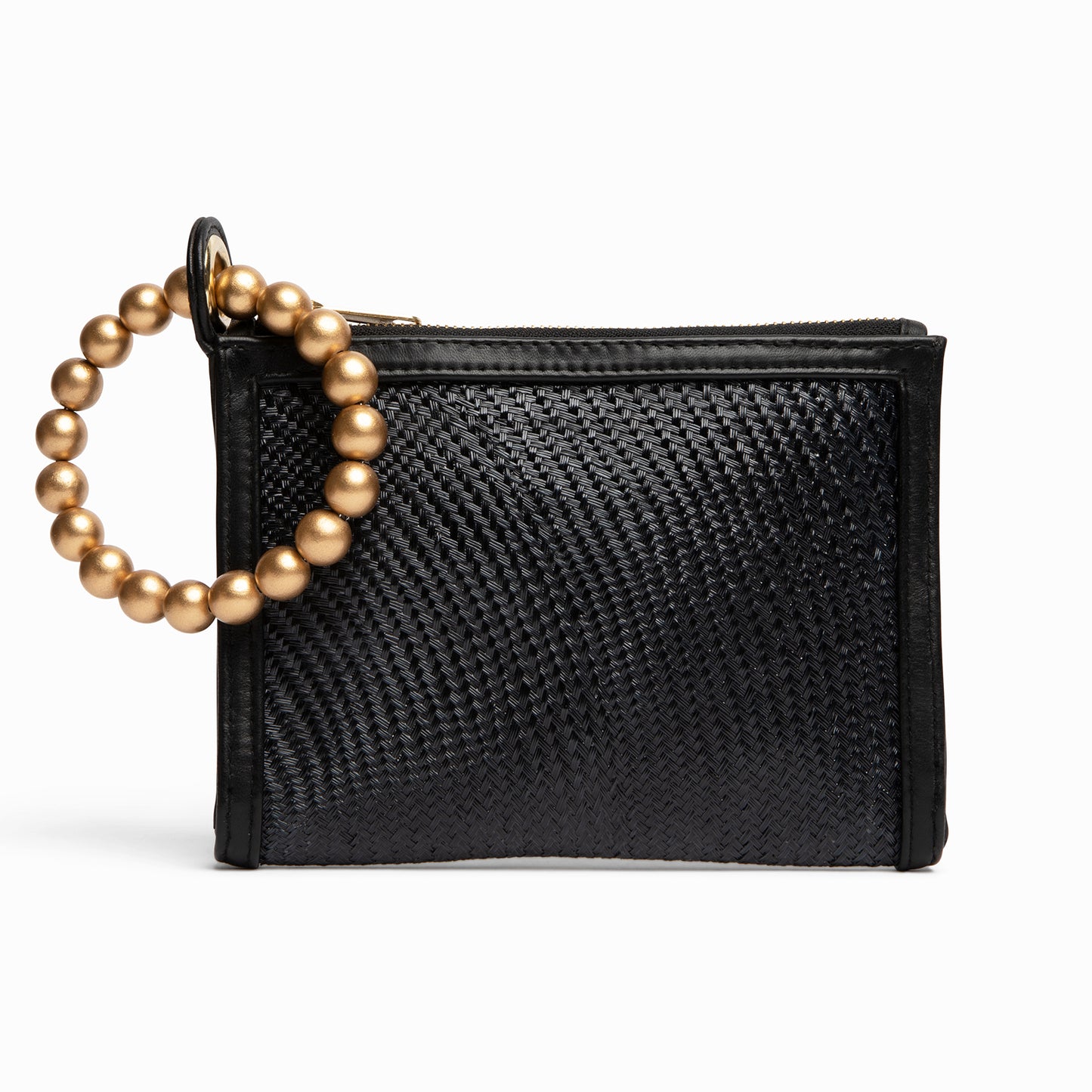 THE SADIE Black Luxe Woven Wristlet Pouch