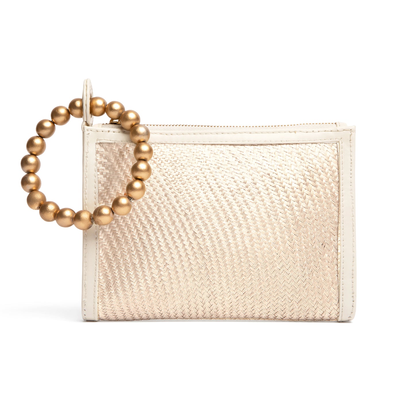 THE SADIE Cream Luxe Woven Wristlet Pouch