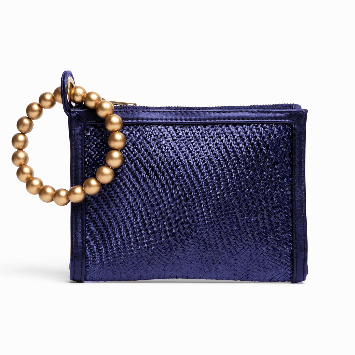 THE SADIE Navy Blue Luxe Woven Wristlet Pouch