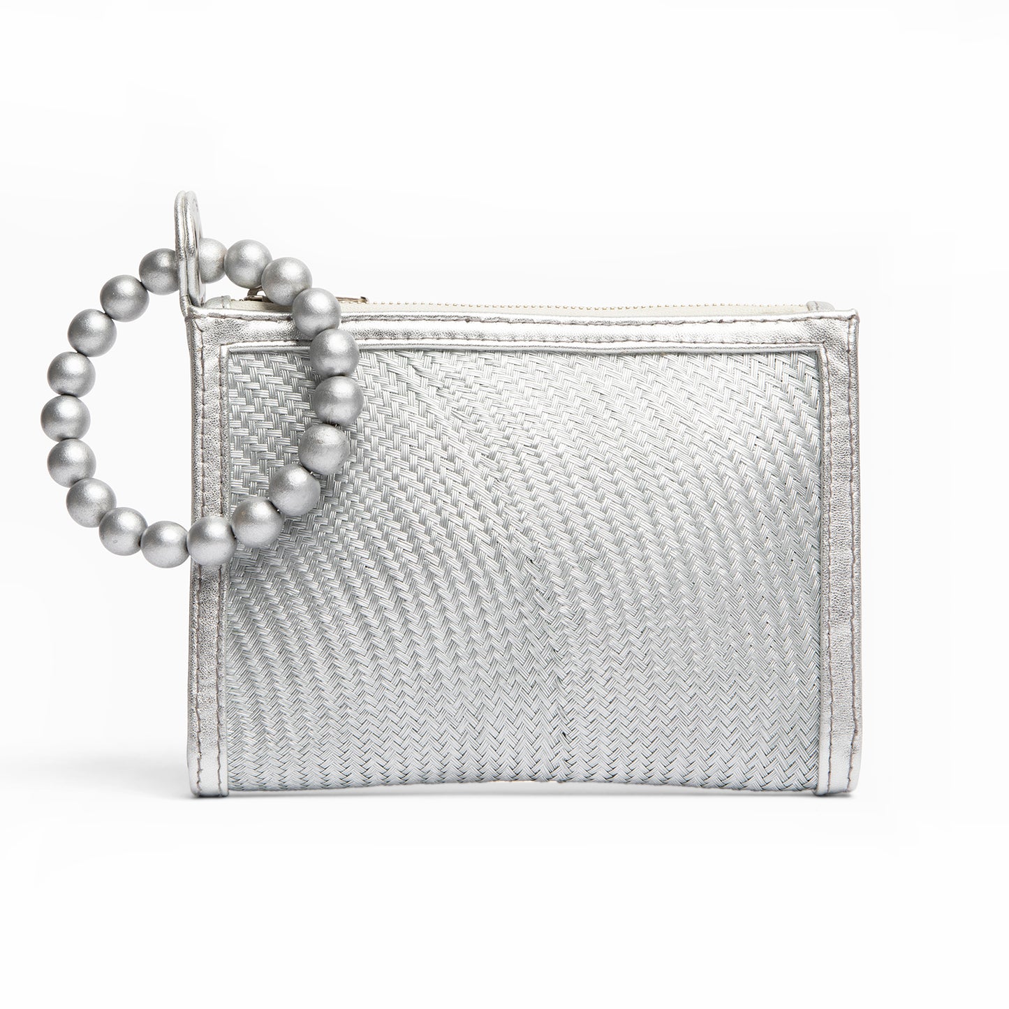 THE SADIE Silver Luxe Woven Wristlet Pouch