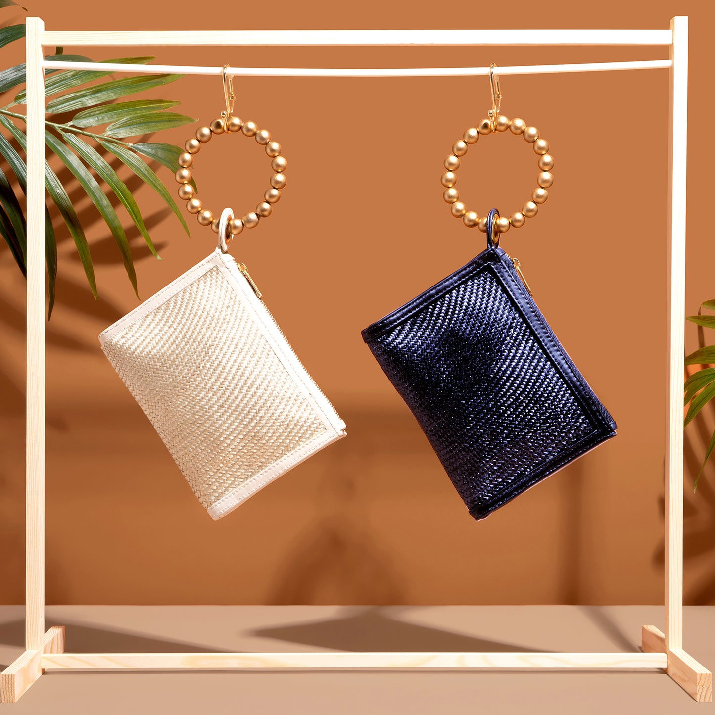 THE SADIE Cream Luxe Woven Wristlet Pouch
