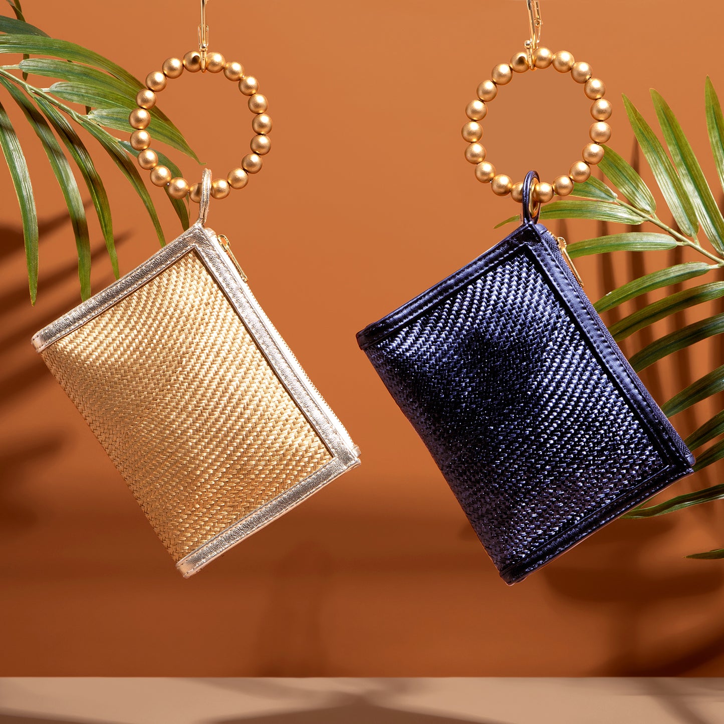 THE SADIE Navy Blue Luxe Woven Wristlet Pouch