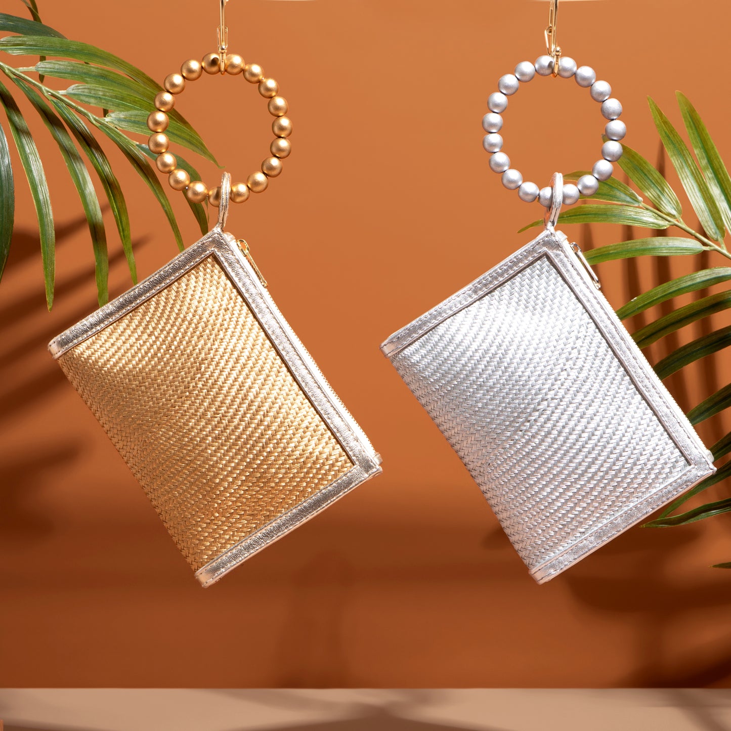 THE SADIE Silver Luxe Woven Wristlet Pouch