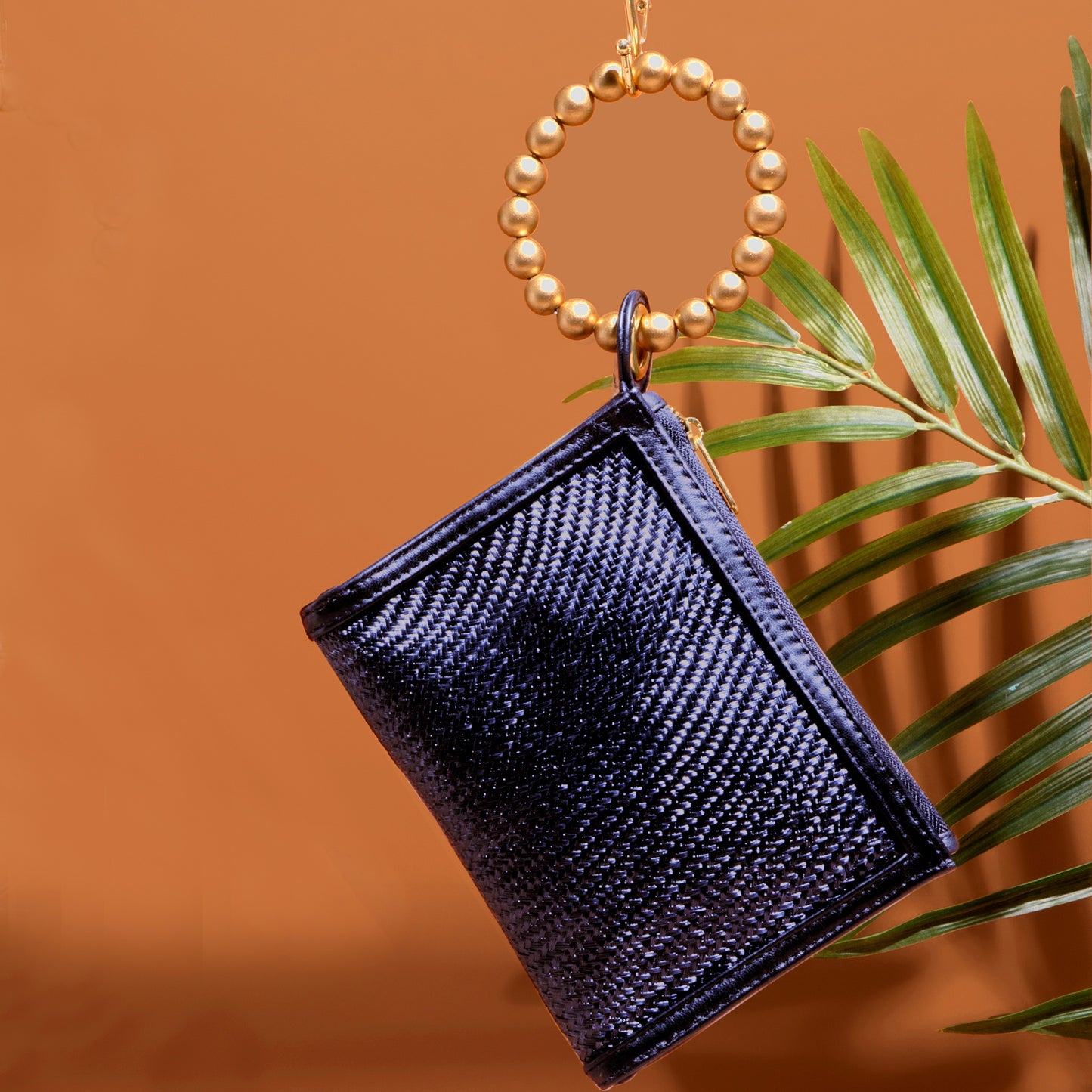 THE SADIE Navy Blue Luxe Woven Wristlet Pouch