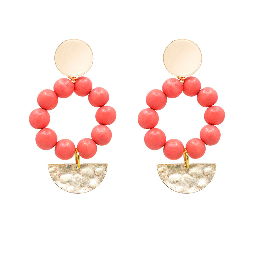 THE ANGIE Coral and Gold Hand-Crafted Statement Earrings