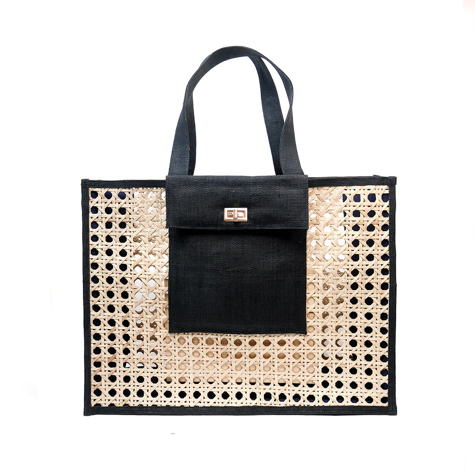 THE CHRISTY Black Woven Shopper Tote
