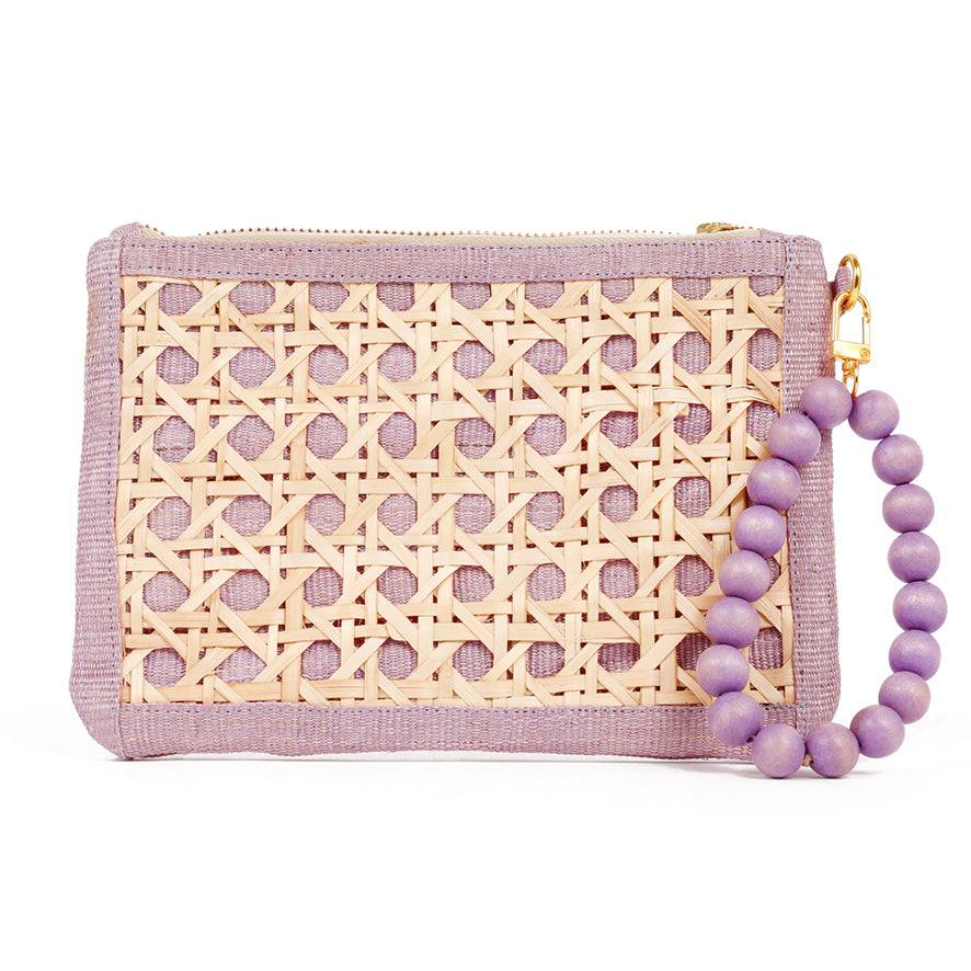 THE TINA, Lilac woven rattan purse