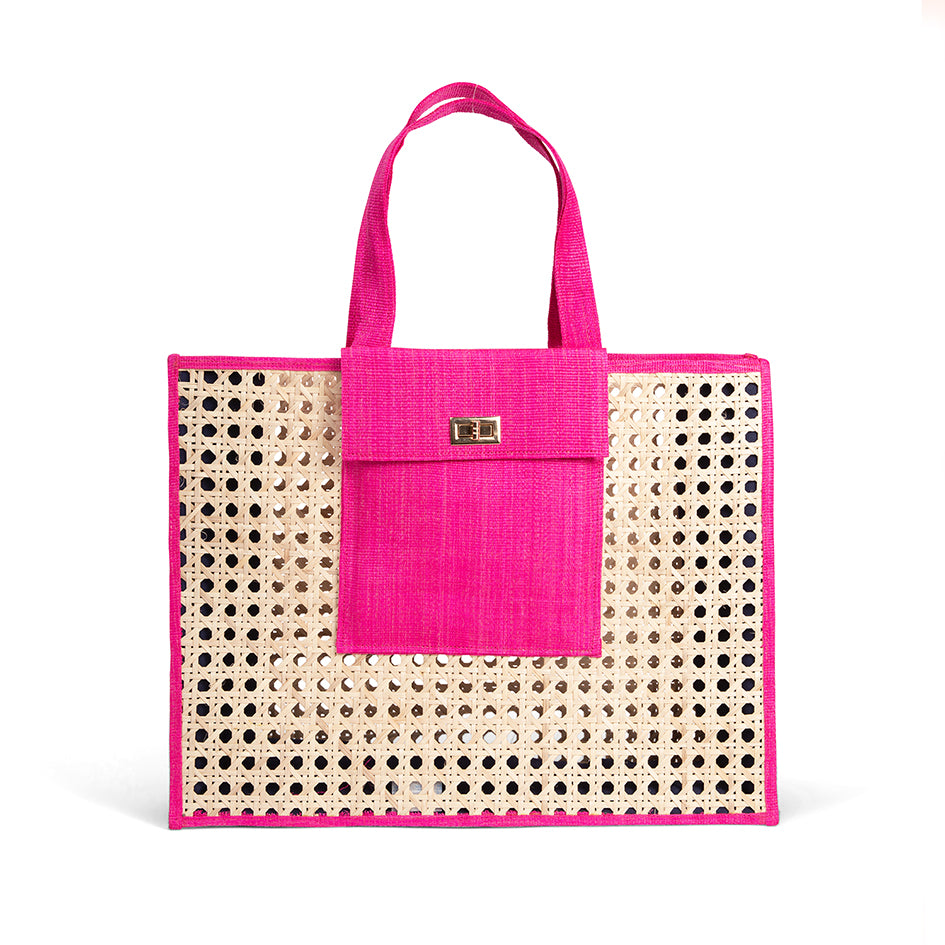 THE CHRISTY Pink Woven Shopper Tote