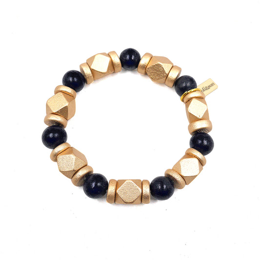 THE JENNY Black & Gold Wooden Bead Bracelet