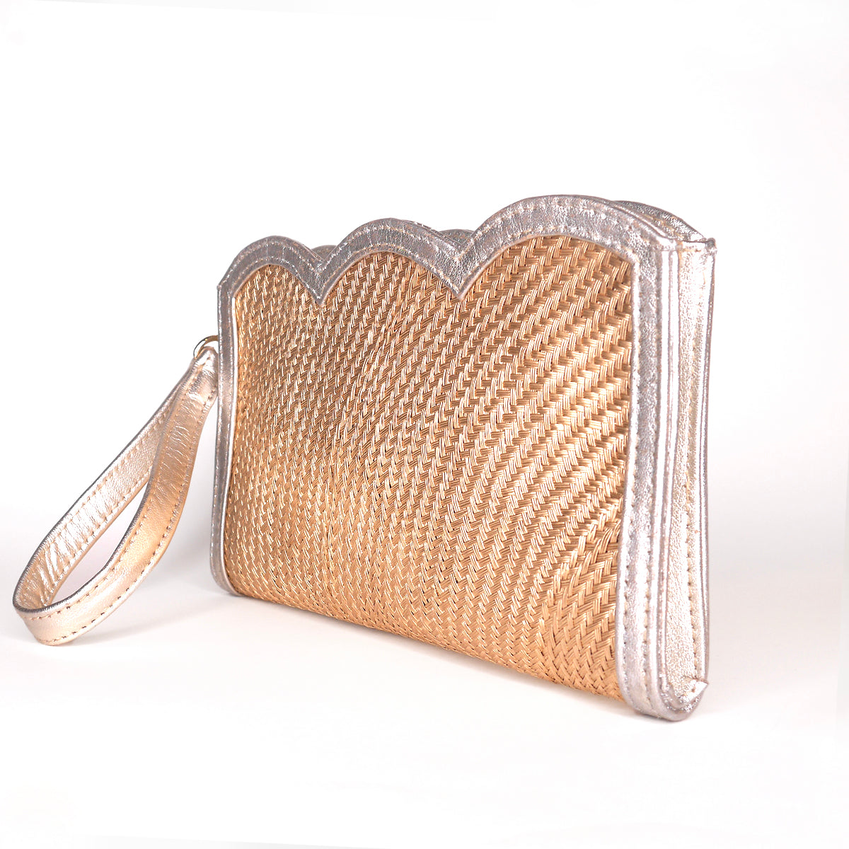 THE CAMILA Gold Luxe Woven Scallop Edge Wristlet Pouch