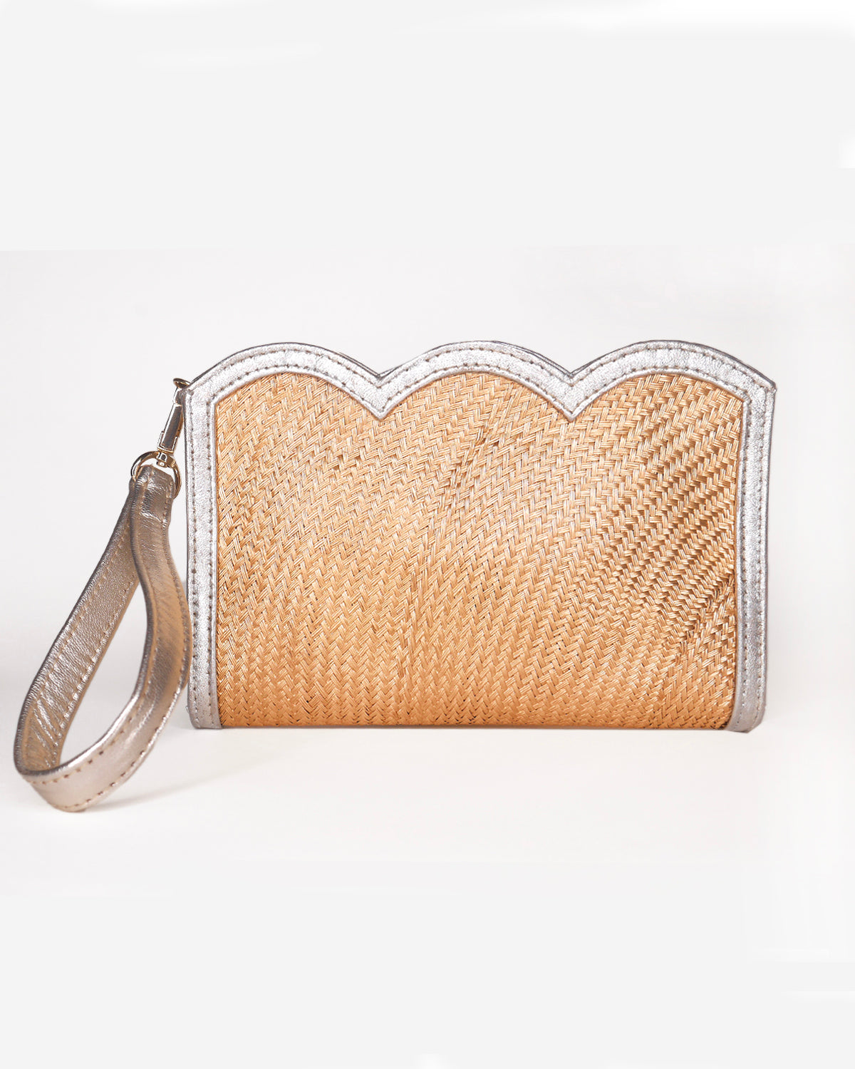 THE CAMILA Gold Luxe Woven Scallop Edge Wristlet Pouch