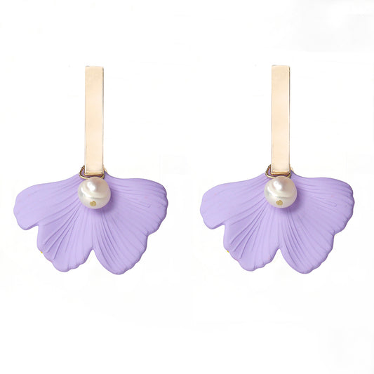 THE DAPHNE Lilac Ginkgo Leaf Statement Earrings