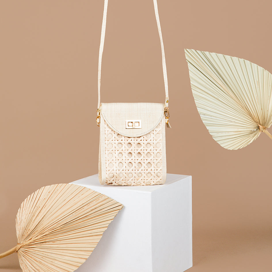 Bamboo Wicker Crossbody Bag