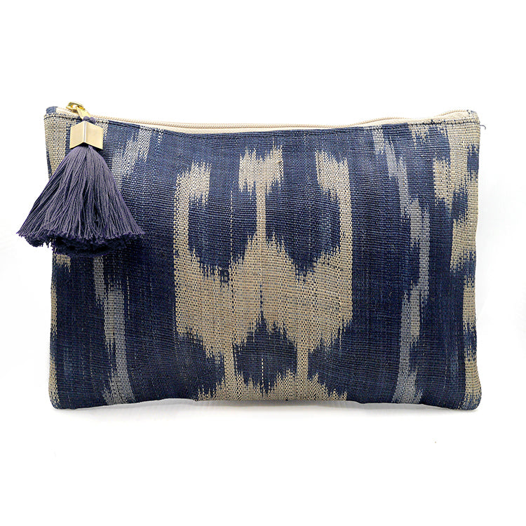 The Frankie, Blue pattern woven pouch
