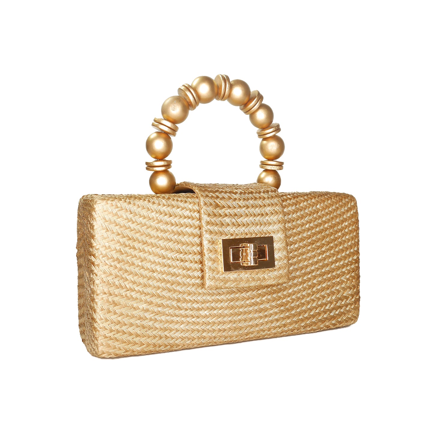 THE SERENA Gold Woven Straw Clutch Bag