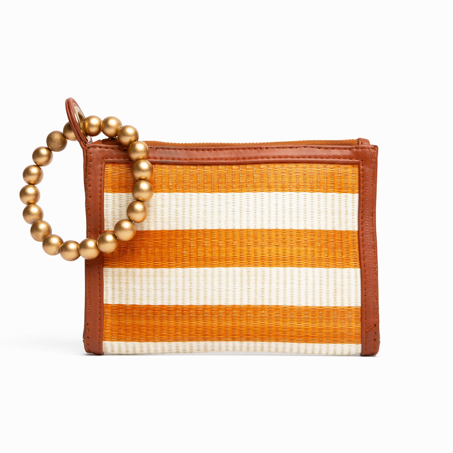 THE HAILEY Orange Stripe Wristlet Pouch Luxe Woven Wristlet Pouch
