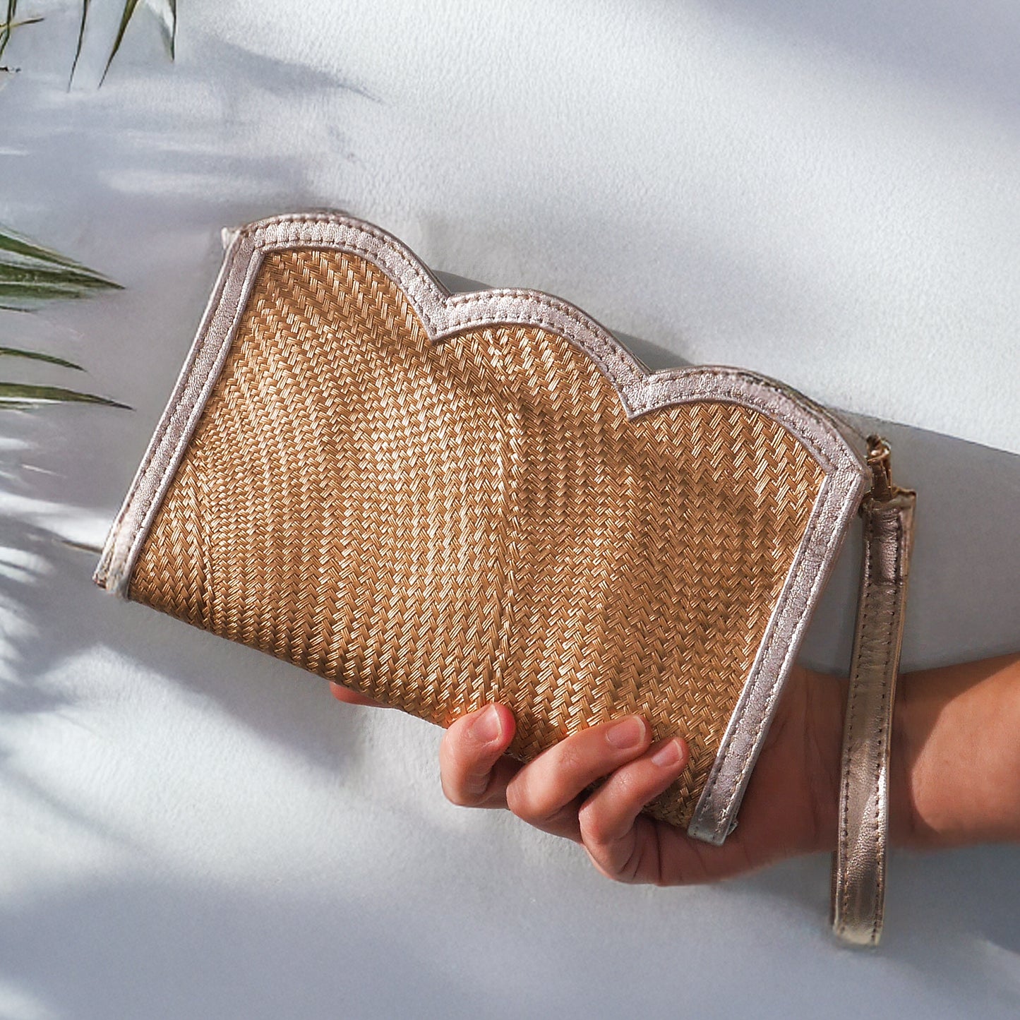 THE CAMILA Gold Luxe Woven Scallop Edge Wristlet Pouch