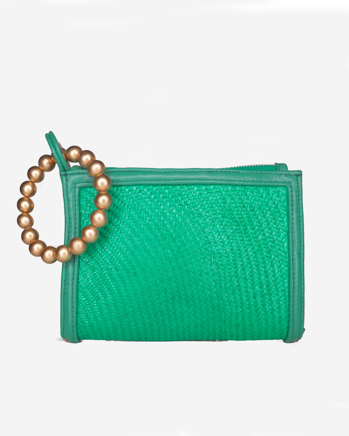 THE SADIE Green Luxe Woven Wristlet Pouch