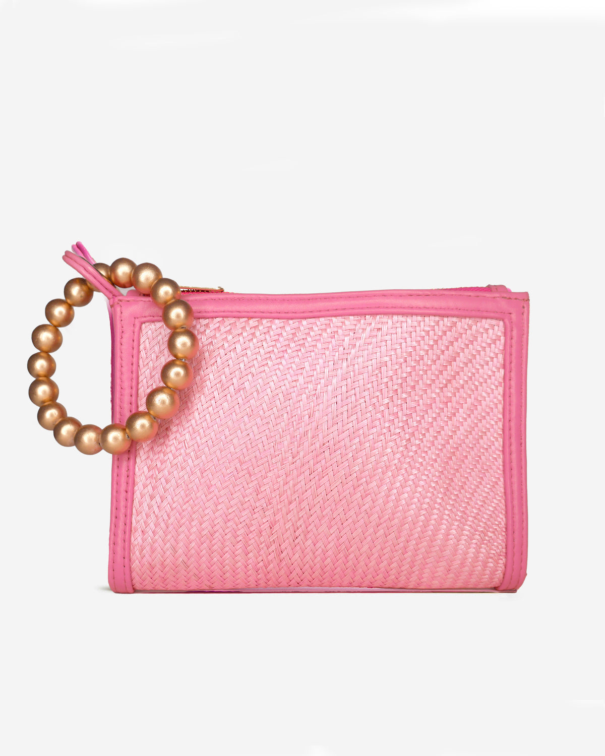 THE SADIE Light Pink Luxe Woven Wristlet Pouch
