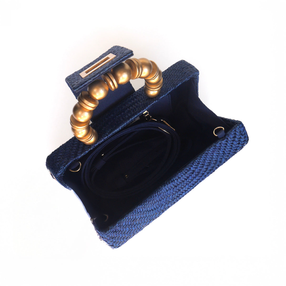THE SERENA Blue Woven Straw Clutch Bag