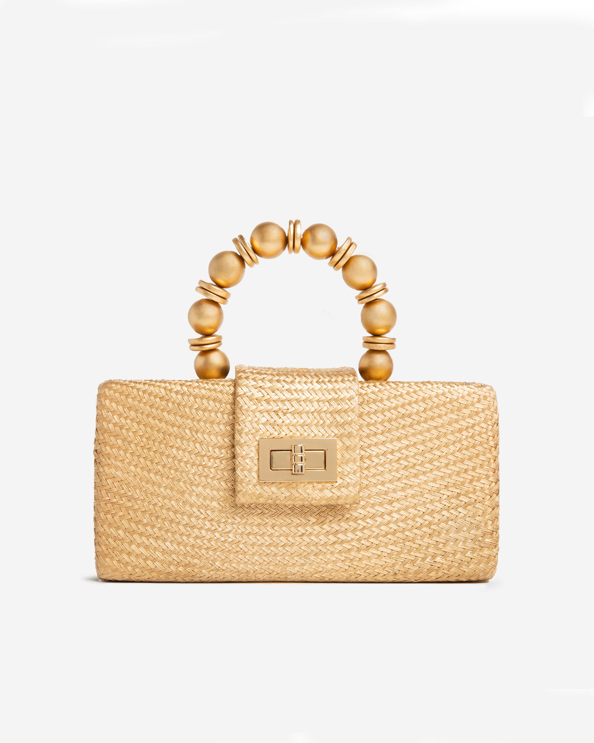 THE SERENA Gold Woven Straw Clutch Bag