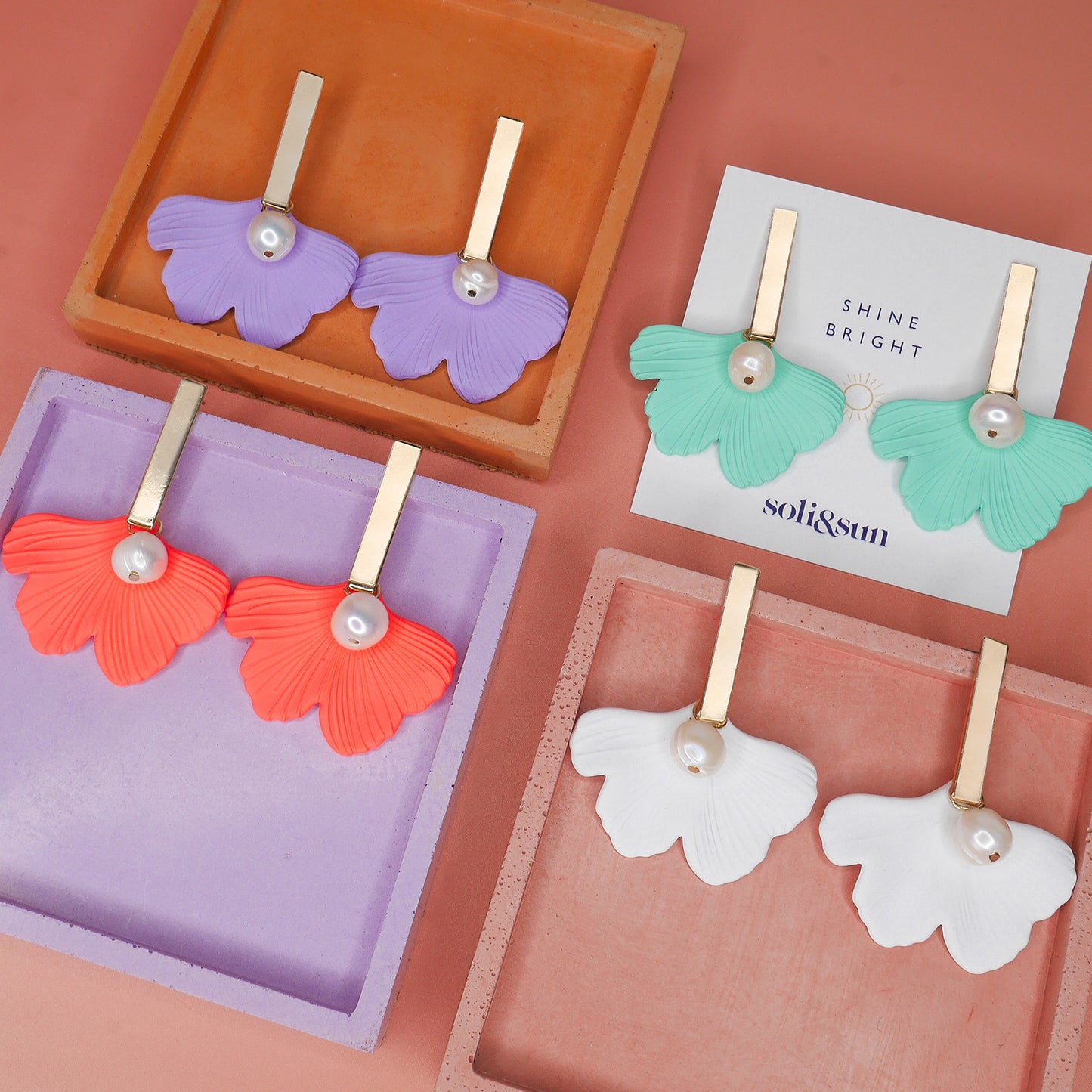 THE DAPHNE Turquoise Ginkgo Leaf Statement Earrings