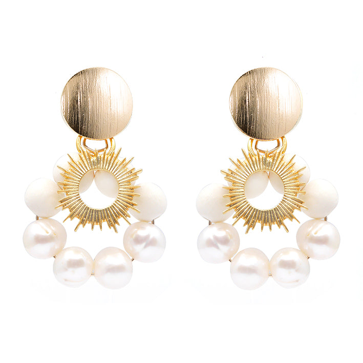 summer white & gold earrings