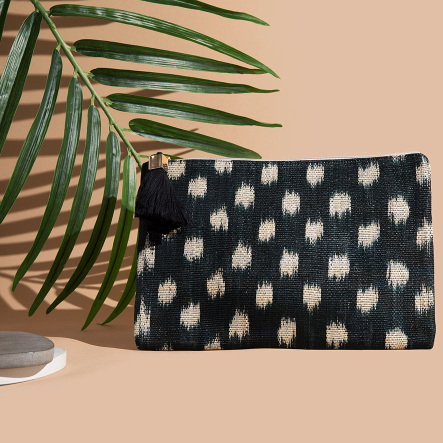 The Frankie, Black pattern woven pouch
