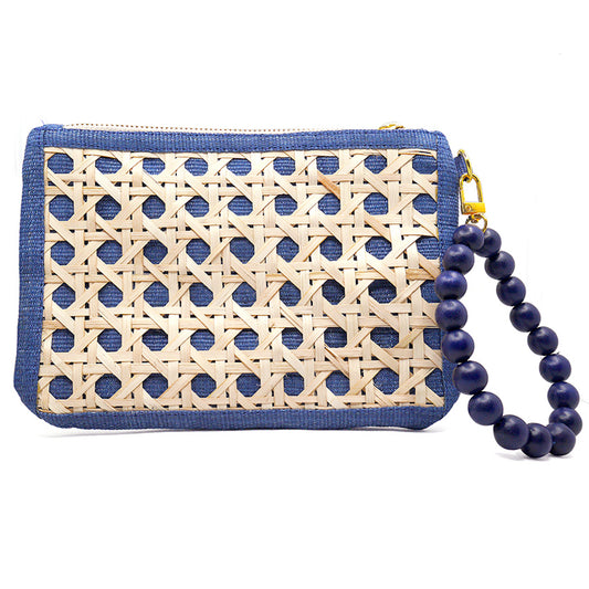 THE TINA, Blue woven rattan purse