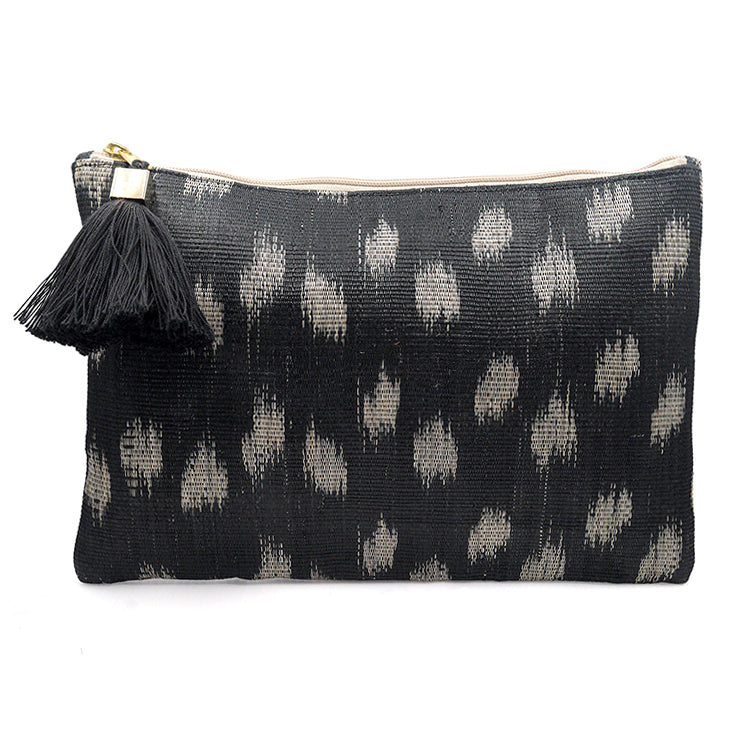 Black pattern woven pouch