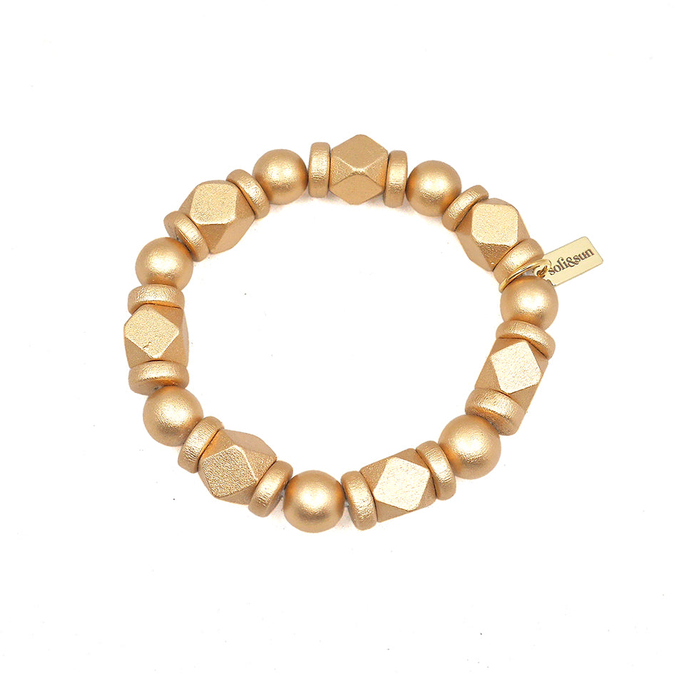 THE JENNY Gold Wooden Bead Bracelet