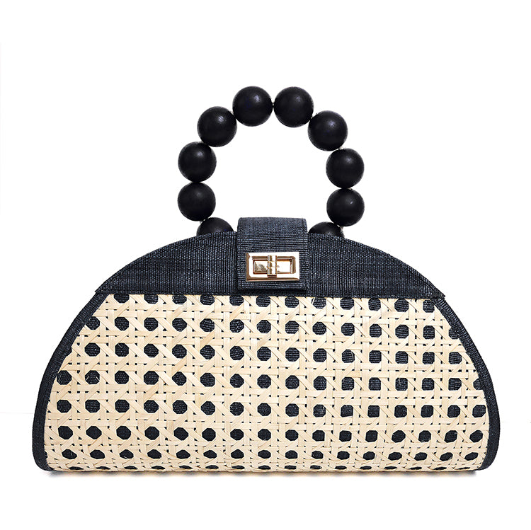 THE ISABELLA Black Rattan Woven Bag