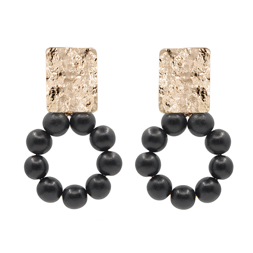 THE JAYNIE Round Wooden Bead Earrings