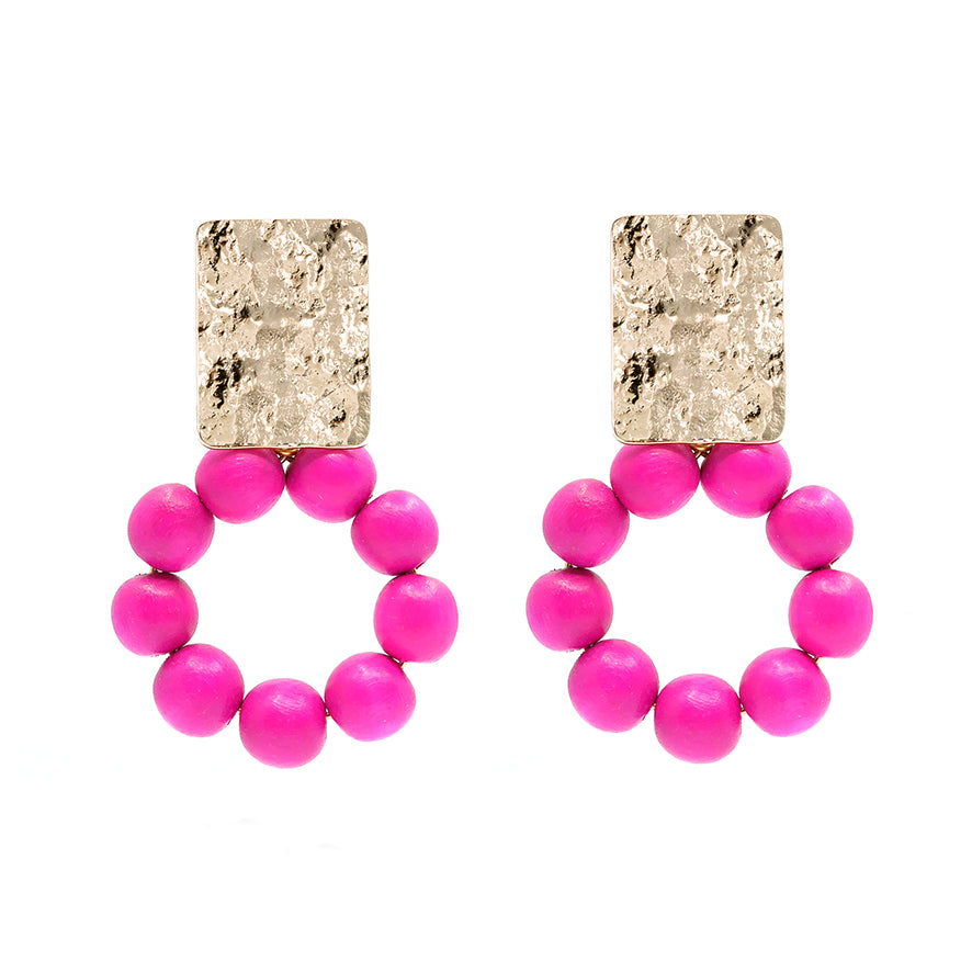 THE JAYNIE Round Wooden Bead Earrings