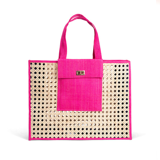 THE CHRISTY Pink Woven Shopper Tote