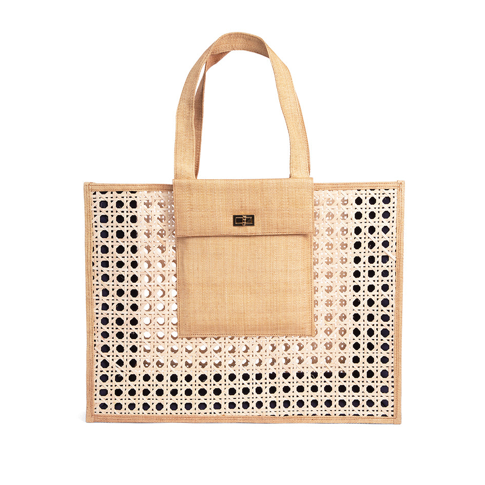 THE CHRISTY Tan Woven Shopper Tote