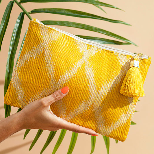 The Frankie, Yellow pattern woven pouch