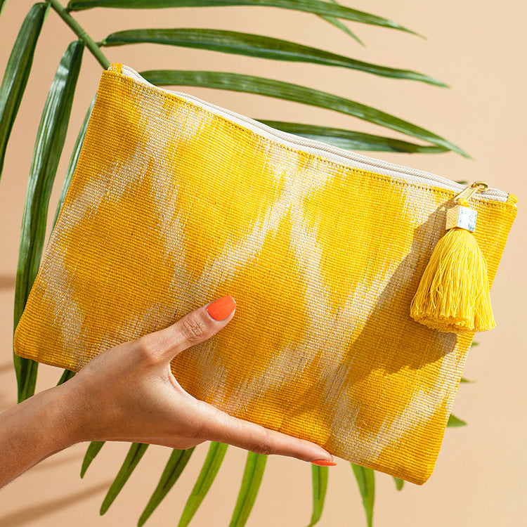 The Frankie, Yellow pattern woven pouch